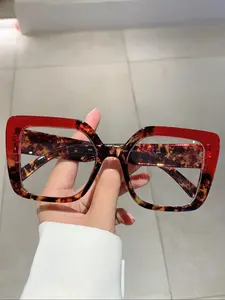 Simple Square Frame Leopard Pattern Eyeglasses for Women & Men As Valentine's Day Gift, 2024 Fashion Eyeglasses for Work, Daily Clothing Decor, Vintage Style Eyeglasses