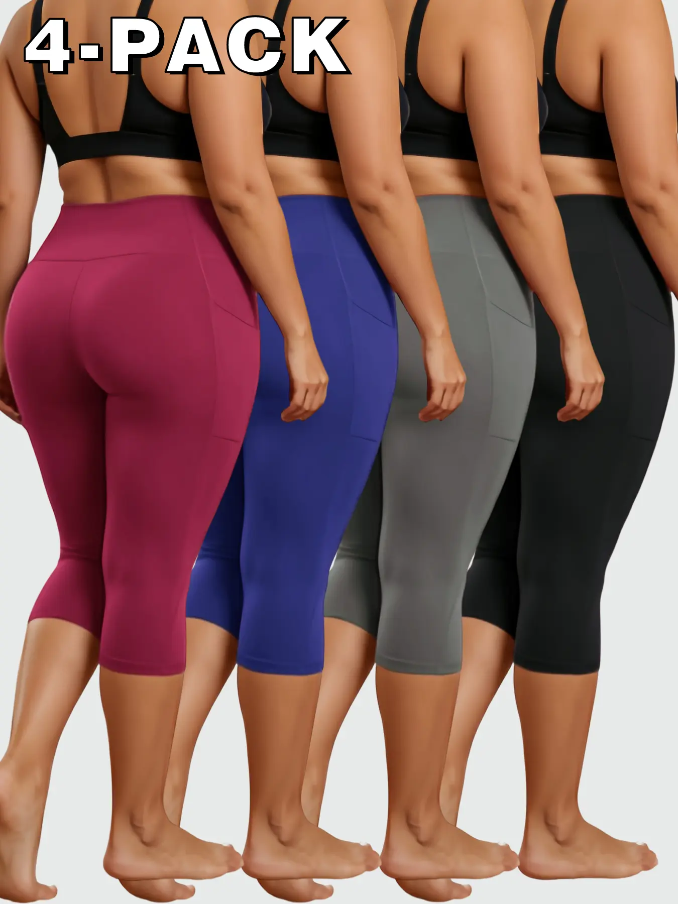 4-Pack High Waisted Capri Leggings for Women, Buttery Soft Stretchy Workout Yoga Pants, Breathable & Tummy Control, Butt Lifting Athletic Capris tiktokshopbacktoschool