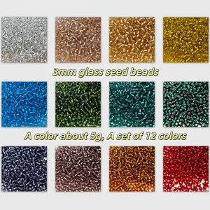 Bright Glass Seed Beads Set, 150pcs Per Pack, Silver Color Filled, 3mm Size, Bead Assortment, Ideal for Jewelry Making & Bracelet Crafting