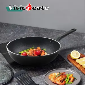 Vivicreate 3 Types Of Frying Pan Non-smoking Frying Pan, Practical Non-stick Frying Pan For Frying Eggs And Steaks 3 (26-28 Cm Frying Pan, 26-28 Cm Pizza Pan, 24-26-28 Cm Deep Frying Pan)