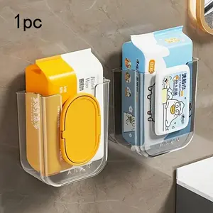 Square Tissue Holder, Wall Mounted Tissue Storage Box, Tissue Dispenser, Bathroom Organizer for Face Towels & Wet Wipes, Home Organizer for Bathroom