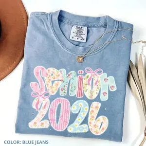 Comfort Colors Senior 2026 Shirt, Coquette Bow Senior Tee, Class of 2026 Graduation Shirt, Girly Senior T-shirt, Cute Senior Tee