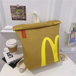 McDonald's Classic Retro Fashion Large-Capacity Backpack - Fun Design & Casual Canvas Bag for Women Men College Graduation Gifts