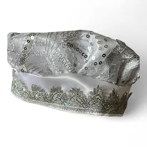 Handmade Beaded Obatala Crown, Unisex White Santo Gorro for Ifá-Osha Yoruba Rituals, Santeria Ceremonies, Spiritual Symbol with Handmade Craftsmanship