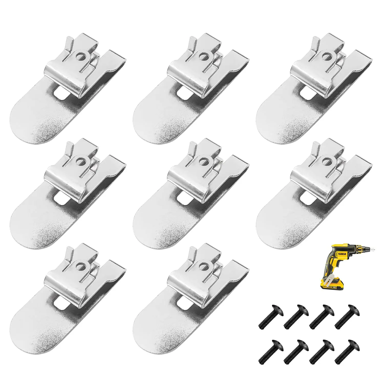8PCS N435687 Metal Belt Hook Clips Set with Glue Dispensing, Anti-Loosen Screws for DeWalt DCF620, DCF620B, DCF622 Drywall Screwguns, Drywall Tools