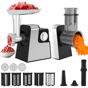 5 in 1 Electric Meat Grinder: 600W Meat Grinder with 3 Blades Sausage Stuffer Tube & Kubbe Kit  Vegetable Slicer & Shredder Cheese Grater
