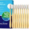 Pure Bamboo Toothbrushes (10 Pack) – Soft BPA-Free Bristles, Eco-Friendly Biodegradable Wooden Handle, Vegan & Plastic-Free Toothbrush for Adults & Kids, Sustainable Oral Care