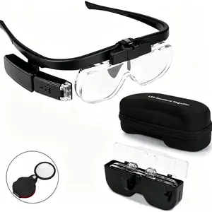 1.5x-4.5x LED Head-Mounted Magnifier, 3 Lens Options, Hands-Free Design, Ideal for Crafts, Repairs, Tattoo Work, Abs Frame