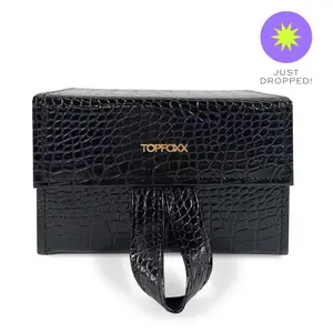 Black Faux Croco Travel Case