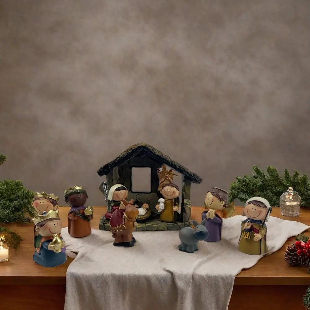 12 Pcs Small Nativity Set Small Christmas Nativity Figurine Christmas Little Nativity Playset Figurine Christmas Manger Scene with Jesus Stable for Xmas Tabletop Indoor Decoration Scene Decorations Home Decor Ornaments