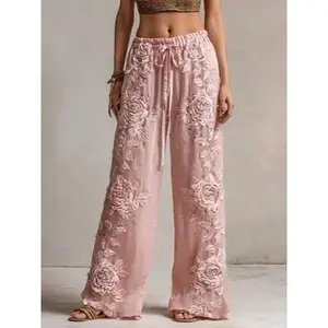 2026-2027- New Elegant Straight-Leg Women’s Pants with 3D Printed Pattern