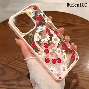 Premium Magnetic Case for iPhone11/12/13/14/15/16/17/air/promax Cherry Daisy y2k cased MagSafe Ready, Anti-Fall, Springtok and Ultra-Thin Design |   Perfect for Everyday Use Protector Screen Protector
