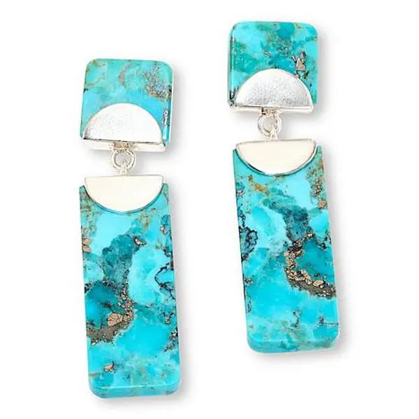 Mine Finds by Jay King Composite Campitos Turquoise Sterling Silver Earrings