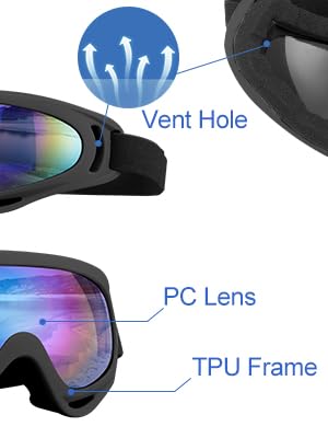 Sports Ski Goggles, Motorcycle Goggles, 3 Pack Snowboard Snow Goggles for Men Women Adult Youth