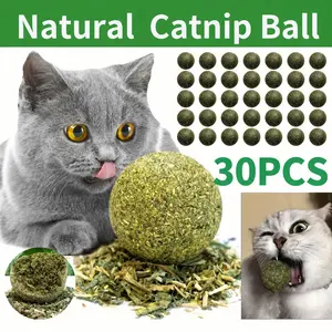 (30PCS) Natural Catnip Balls for Cats, Pet Herb Ball, Cat Grass Chew Ball, Molar Stick Cat Snack, Interactive Cat Toy, Kitten Teaser Chew Toys, Pet Supplies