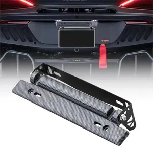 Car Modification License Plate Frame, 1 Count Carbon Fiber Pattern License Plate Frame, Adjustable Automotive Car License Plate Holder, Vehicle Car Exterior Accessories