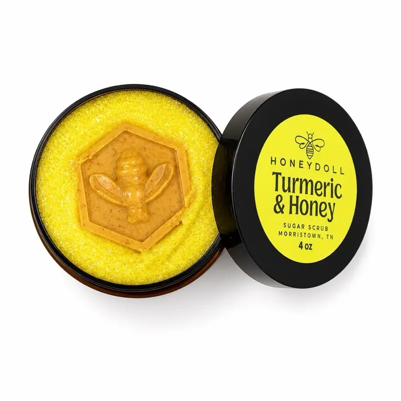 Honeydoll Turmeric & Honey Sugar Scrub Fragrance Free with Organic Honey and Cane Sugar for Skin Benefits