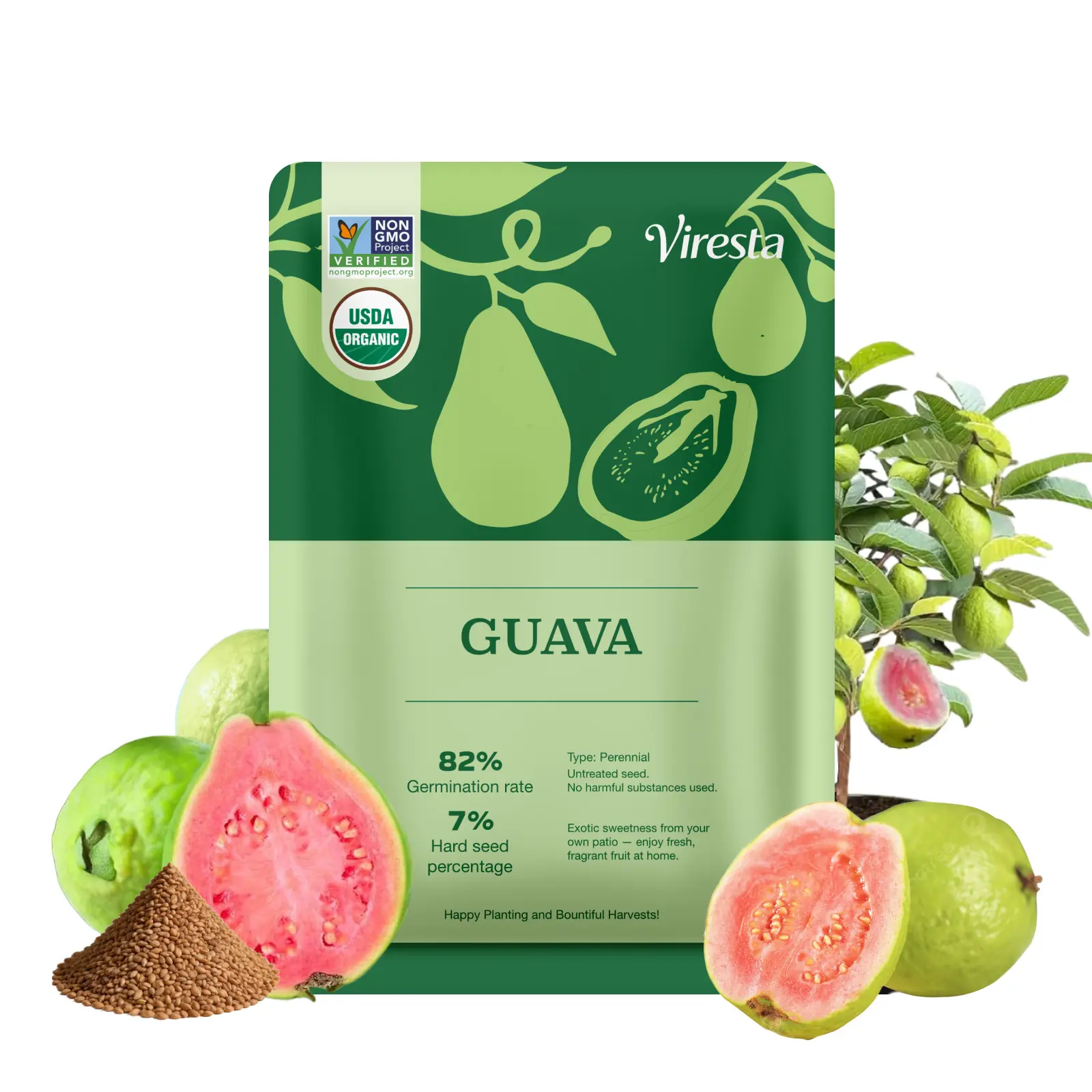 Red Guava Seeds, 200+ Sweet Rare Guava Seeds, Non-GMO Heirloom Psidium Fruit Seed for Home Garden, Tropical, Bag, Gardening Enthusiasts