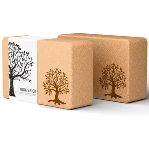 Cork Yoga Blocks 2 Pack Set, Natural Cork Soft Non-Slip Yoga Blocks, High Density & Eco Friendly Yoga Accessories for Women| Men, Ideal for Yoga, Pilates, Stretching and Toning
