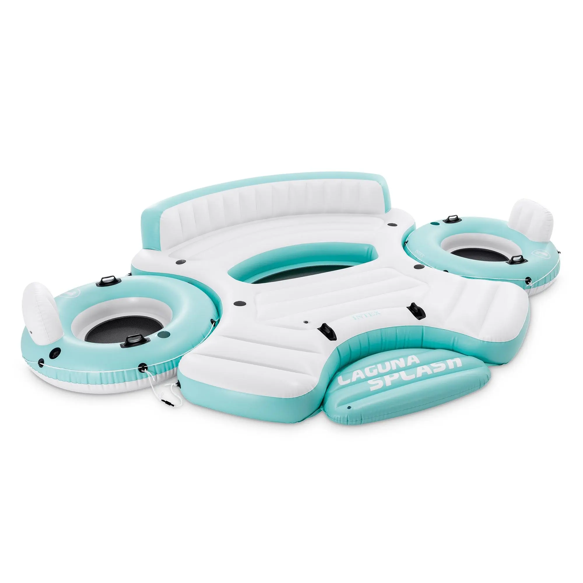 Intex Laguna Splash Island Floating Water Raft with 2 Detachable Lounge Tubes