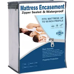 Zippered Full Size Mattress Protector 6 Sided Complete Cover (Fits 9-12 in Deep Pocket)  Full Coverage Mattress Encasement