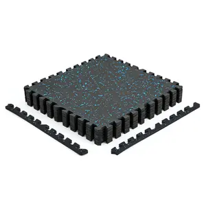 High-Density EVA Foam interconnected Gym Floor Mats - 48 Sq Ft Coverage - 0.56'' Thick, Non-Slip, Waterproof, Protective for Home Gym, Workout Room, Garage - 12 PCS, Black/Gray