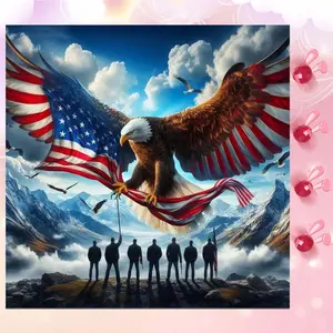 5D DIY Full Drill Round Diamond Painting - Diamond Pattern Design Diamond Art Painting Kit Eagle Claw Flag Mosaic, Canvas - DIY Decorative Painting, Home Wall Decor, Suitable for Halloween and Christmas, Birthday and Anniversary Gifts