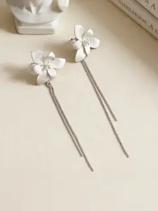 New Traditional S925 Silver Needle Orchid Tassel Earrings, Elegant Lady Ear Studs, Soft Personality Design, Long Floral Earrings with Gift Box