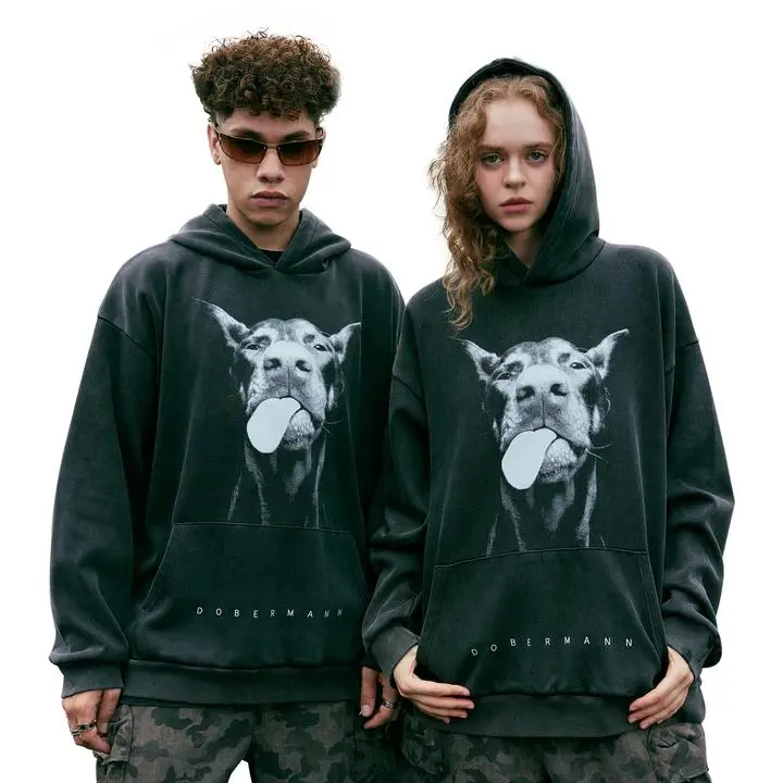 Laixton Women's Acid Wash Hoodie - Unisex Loose Long Casual Polyester-Cotton Blend Pullover Top with Vintage Graphic & Athletic Warmth, Tops, Graphic Hoodie, Warm Fleece, Baggy, Oversize, Plus Size, Sweet, Figure, Menswear