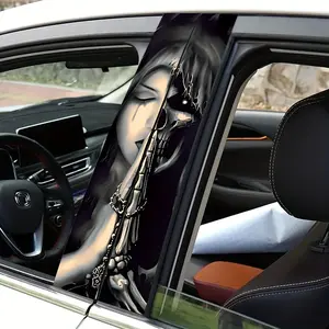 1Pair Prayer Witch Universal Car Stickers, Automotive Decoration, Premium Skull Design, Waterproof and Sunscreen Vinyl Side Decals for Auto B Pillars, Perfect for Halloween, Car Accessories