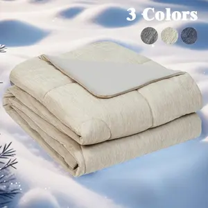 1-Piece Cooling Comforter Summer Quilt Cooling Comforter Double-Sided Cold Tech Fabric Cooling Blanket for Night Sweats Hot Sleepers, Q-Max > 0.4 Soft Breathable Silky Smooth Lightweight Khaki Summer Comforter, Machine Washable Duvet, Cooling Duvet