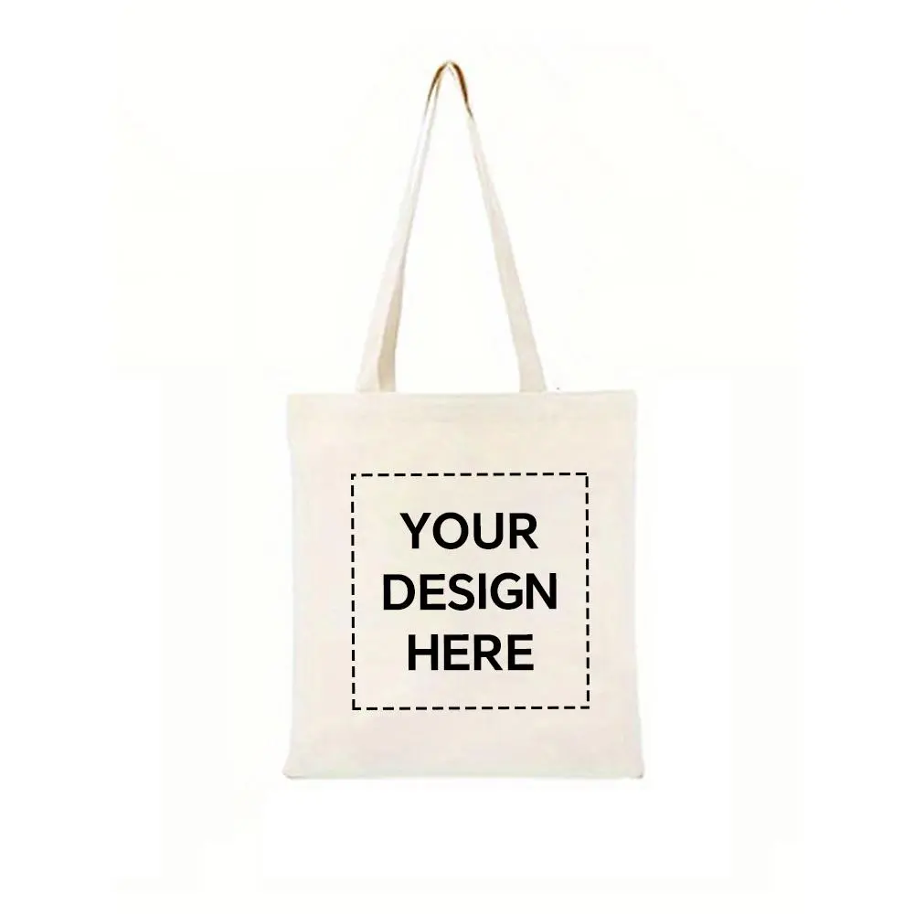 Women's Customizable Canvas Tote Bag - POD Personalized with Front-Back Print, Photo Text Logo, Travel-Ready, Casual for Travel, Going Out, Customizable Back