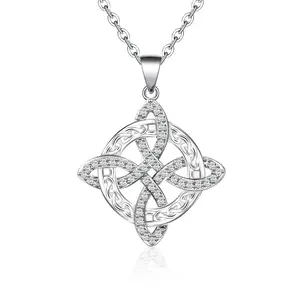 925 Sterling Silver Celtic Knot trinity Necklace with Cubic Zirconia — Witches Sparkling Empowerment Jewelry, Meaningful Gift for Women anniversary christmas Gift