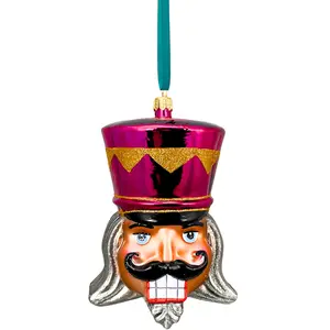 Fuchsia Pink Glass Nutcracker Ornament