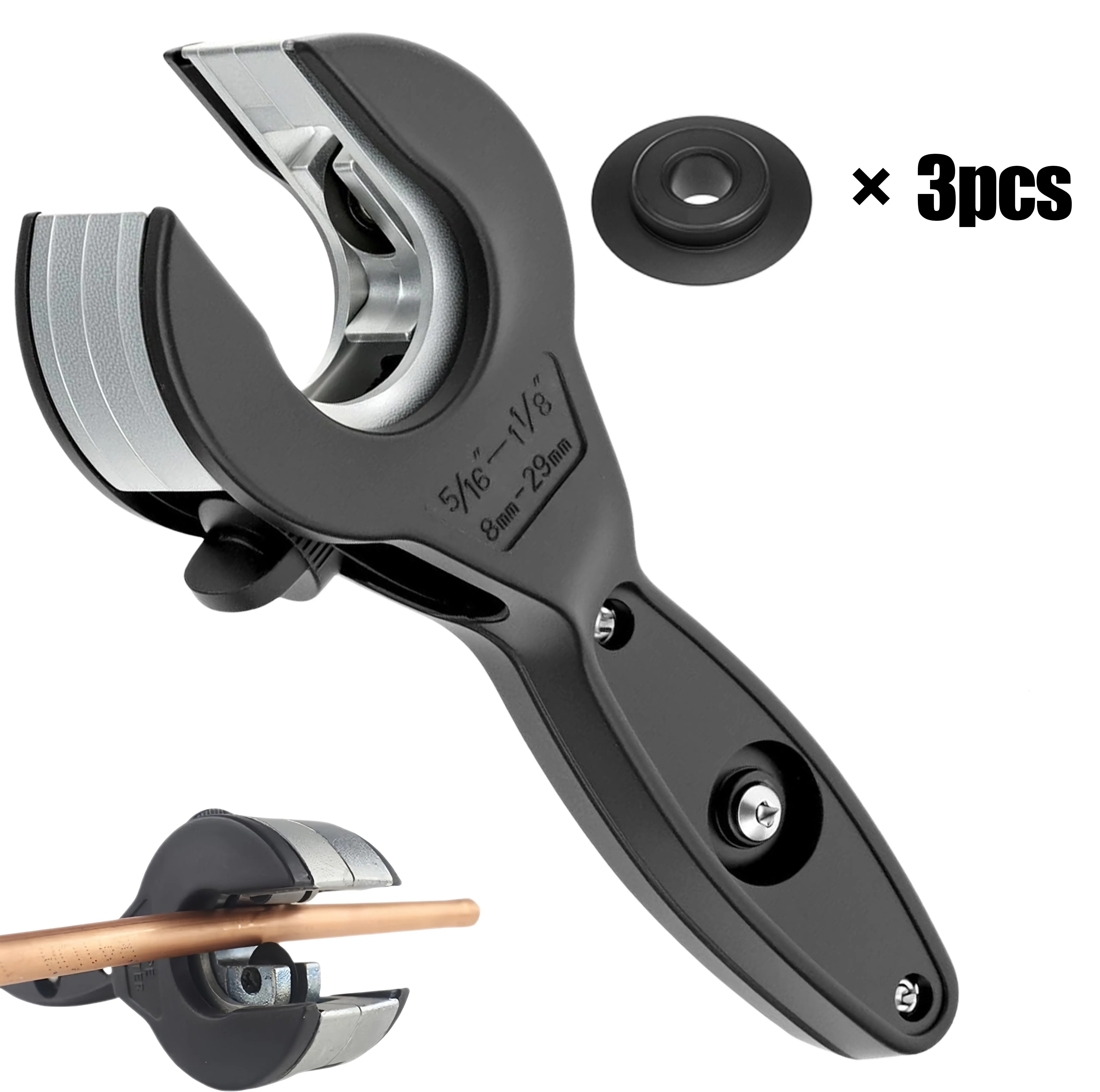 2 In 1 Tube Cutter, Ratcheting Tubing Cutter - Canlaten·U Adjustable Ratcheting Tubing Cutter Tool for 5/16" to 1-1/8" (8-29mm) Tubing, HAVC Repair Tool , PVC, Soft Metals，Stainless Steel, Copper, Aluminium Perfect For Limited Space Applications