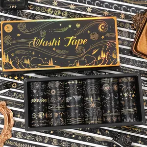 36 Rolls Black Bronzing Washi Tape Kit 3 Different Widths Star Moon Butterful DIY Decorative Tapes For Scrapbooking And Crafting Decorative Stickers For Journals Planners DIY Projects Office Supplies Scrapbook Page