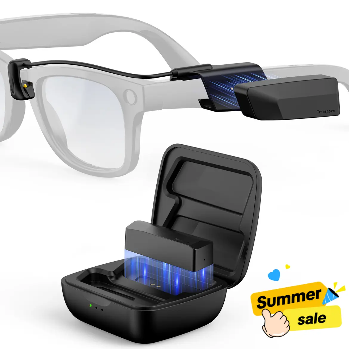 Transnovo Meta Glasses Charger, Rayban Meta Charger For Meta Wayfarer Meta Skyler, 0.7oz Lightweight & 2 Batteries Available, Fast Charger For Meta Glasses Gen1 & Gen 2#DealsForYouDays,back to school,back to school haul