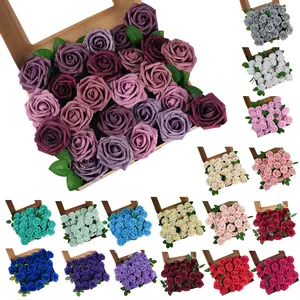50pcs Artificial Rose Flower Realistic Foam Rose with Stem for DIY Wedding Bouquets Party Decoration 50pcs Artificial Rose Flower Realistic Foam Rose with Stem for DIY Wedding Bouquets Party Decoration