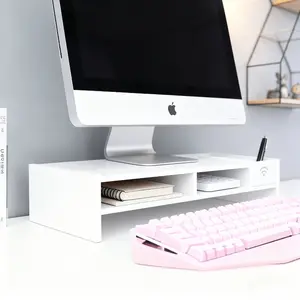INS wind simple white monitor heightening rack, computer monitor stand, monitor riser, desktop storage and finishing heightening table, a must for study and office, stable load-bearing and storage, keyboard storage computer rack