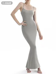 Women's Ribbed Square Neck Casual Fitted Long Dress, Strapless Dress, Sweat-Resistant, Perfect for Beach, Dates, Shopping