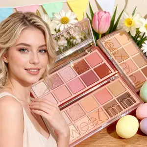 Sweet Mini Ten-Color Pearl Matte Fine Shimmer Eyeshadow Palette, Compact Portable Easter Eye Shadow Makeup Cosmetics