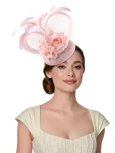 1PC Fascinators Hats for Women with Flower- Tea Party 2026 Kentucky Fascinator Pillbox Derby Hat Sinamay Headband with Clips