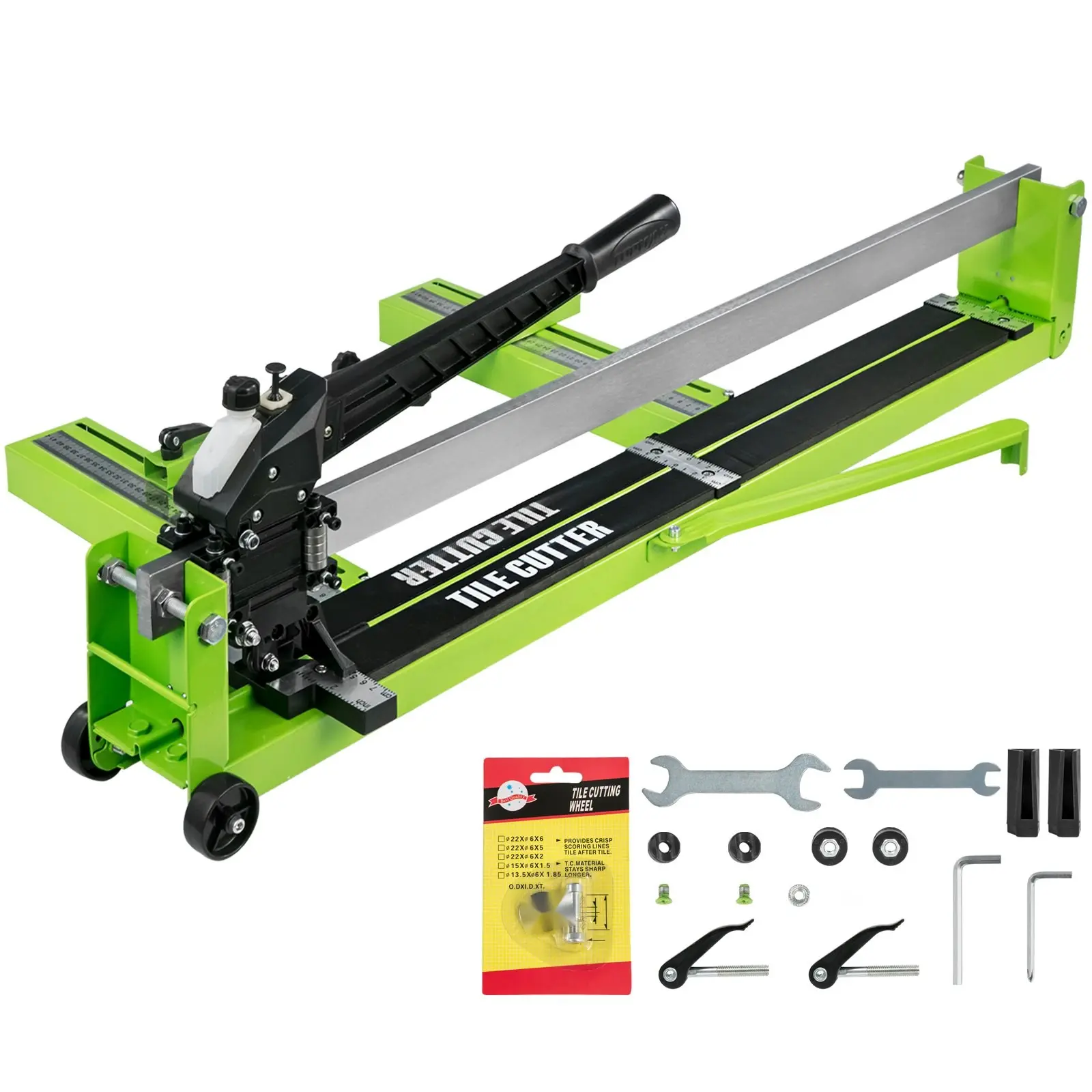 Tile Cutter 31.5 Inch Manual Tile Cutter 1.4 Inch Tile Cutting Machine For Ceramic And Porcelain Tiles With Laser Guide, All Steel Frame, Bonus Spare Cutter Wheels, Heavy Duty Hand Tool For Precise Straight Cuts
