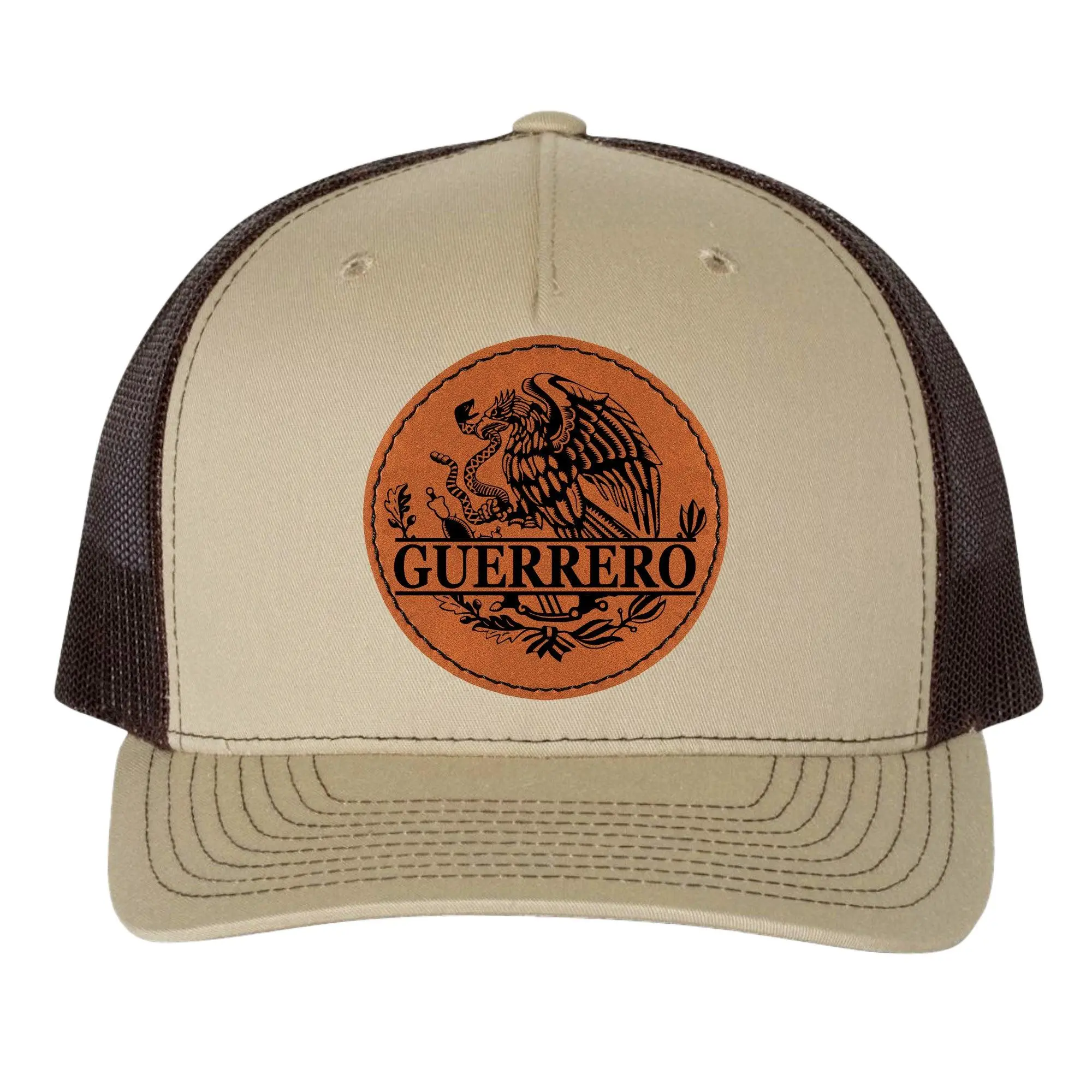 Guerrero Mexico Eagle Leather Patch Style Hat Trucker Hat Baseball Cap Mexican Hat