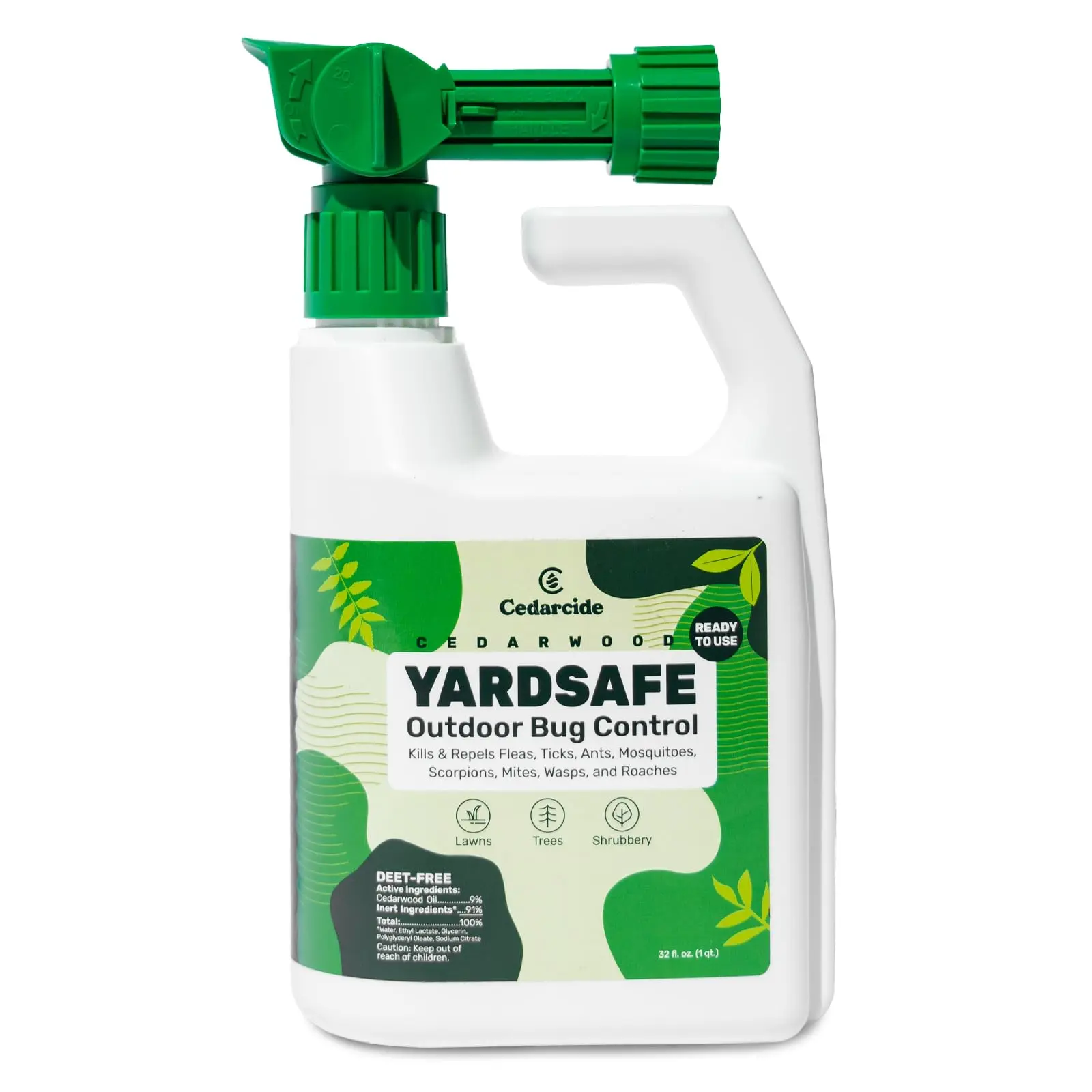 Cedarcide YardSafe Natural Insect Prevention Repels Mosquitoes, Ticks, Fleas, Mites & More with Essential Oils - Family, Pet-Safe, Eco-Friendly - 1 Qt (32 Oz.)