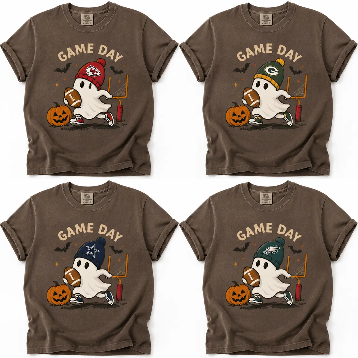 Comfort Colors Game Day Shirt, Custom All Teams Football T-shirt, Halloween Shirt, Boo Football Fall Season Tee, Men Women Graphic Tops