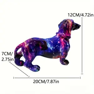 Colorful Dachshund Resin Sculpture - Vibrant Galaxy-Inspired Dog Statue for Home Decor, Ideal for Living Room, Bedroom, Bookshelf & TV Stand Display Ornaments Multicolor fengshui ornament heal stone bouquet  flowers  Figurine fake creative small gift