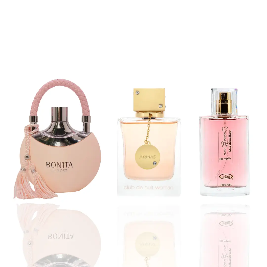 Armaf Unisex 3-Piece Fragrance Bundle - 100ml Long-Lasting EDPs (Gourmand Choco Musk Marshmallow, Floral Bonita La Rose, Citrus Club De Woman) - Musk Unisex Fragrances for Selfcare, Musk Unisex Fragrance