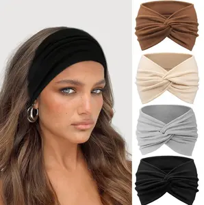 4pcs Solid Color Hair Band, Sweat Absorbing Elastic Hair Band for Men & Women, Sporty Headband for Running, Fitness, Workout Headband, Sweat Wicking Headband, Sports Headbands, Sweatband Headband