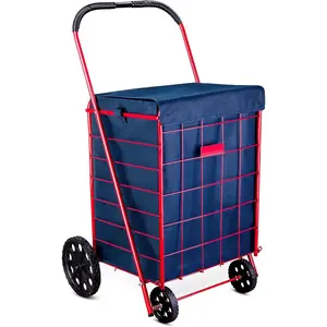 Shopping Cart Liner, 18" X 15" X 24", Square Bottom, Fits Standard Shopping Cart, Cover and Adjustable Straps for Easy Secure Attachment, Made from  Material (Navy Blue)